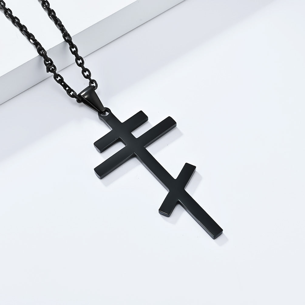 Steel Necklace - Vintage Orthodox Cross Pendant