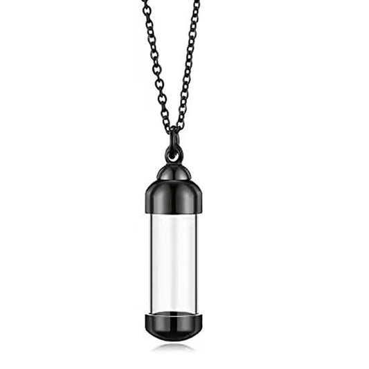Planderful Stainless Steel Glass Pendant Perfume Bottle Necklace Openable For Unisex Everyday Fragrance