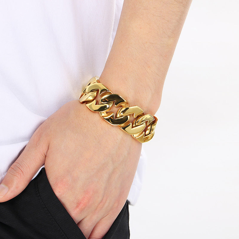 Planderful Cuban Chain Titanium 24mm Mens Bracelet Premium