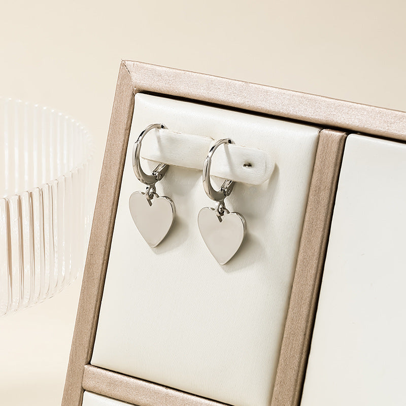 European & American Cross-Border Metal Sequin Love Earrings Set