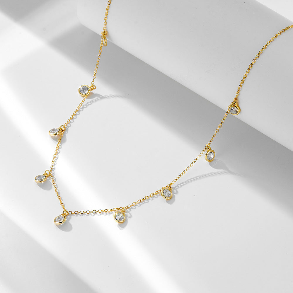 925 Sterling Silver Gypsy Star Polka Dot Zircon Pendant Necklace Personalized Small Zircon