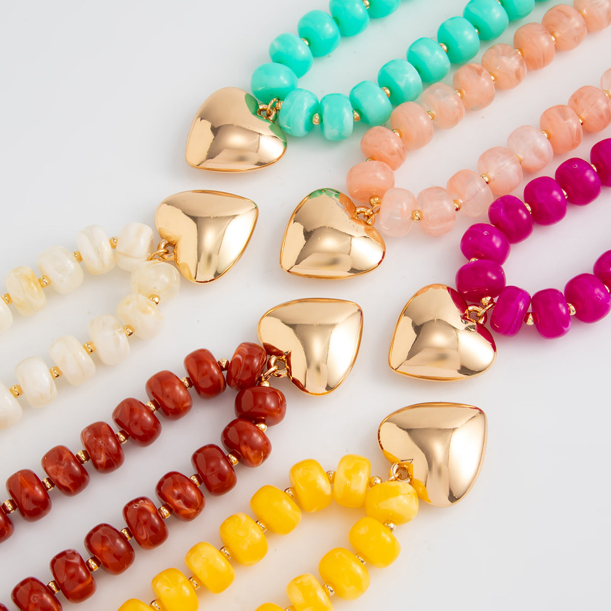 Candy-Color Heart Beaded Necklace