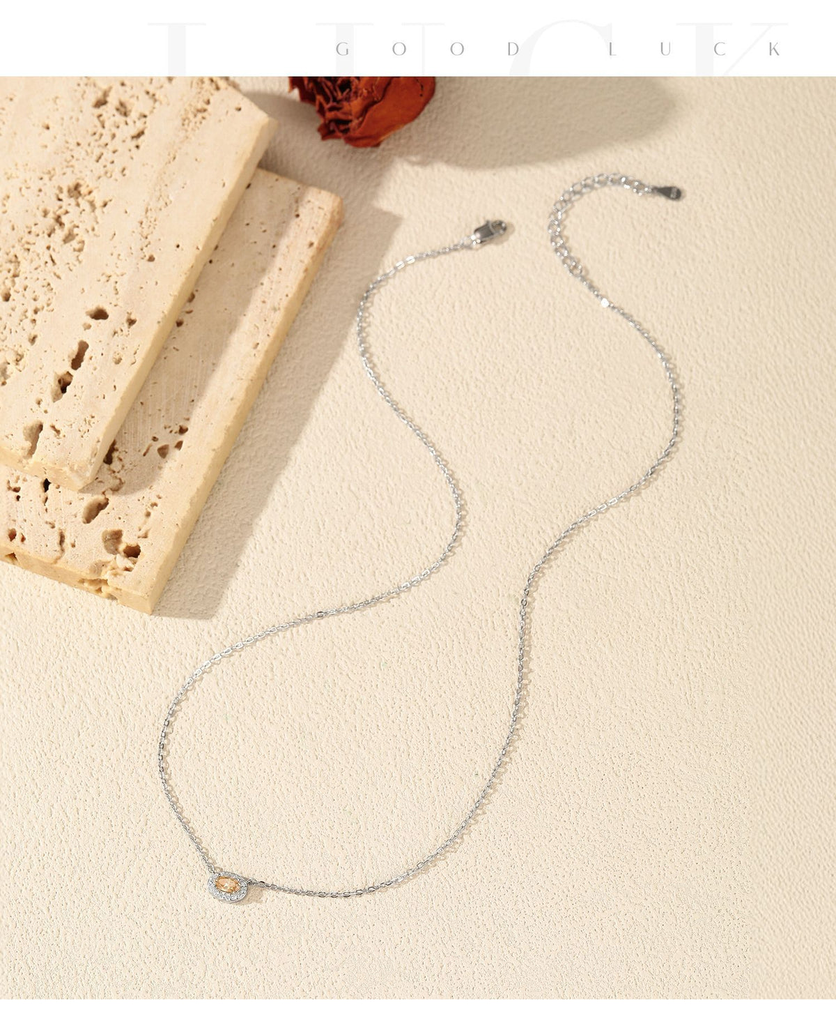 925 Sterling Silver Champagne Moissanite Necklace