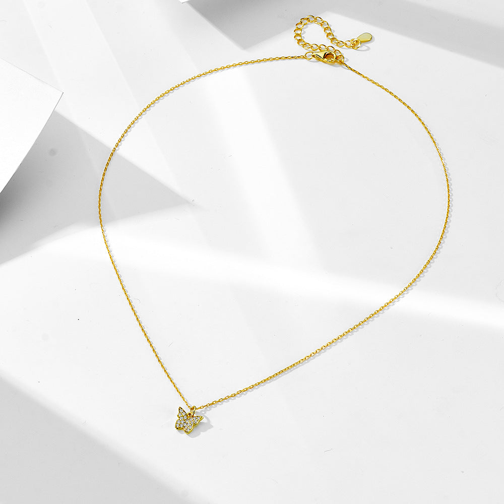 925 Sterling Silver Butterfly Necklace with Zircon for Women