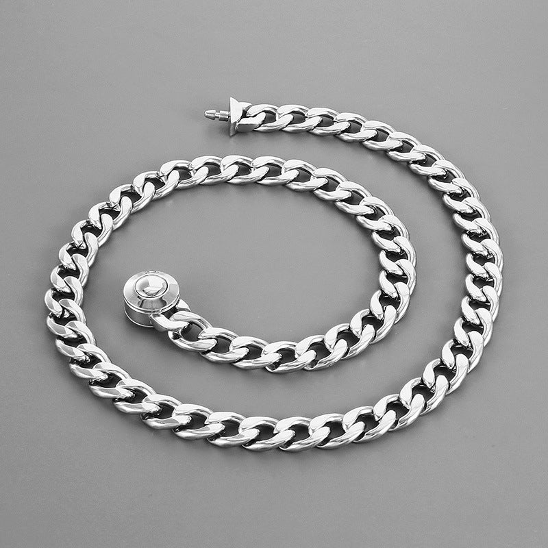Electroplated Glossy 10mm Hip-Hop Style CNC Zircon-encrusted Stainless Steel NK Chain Necklace for Men