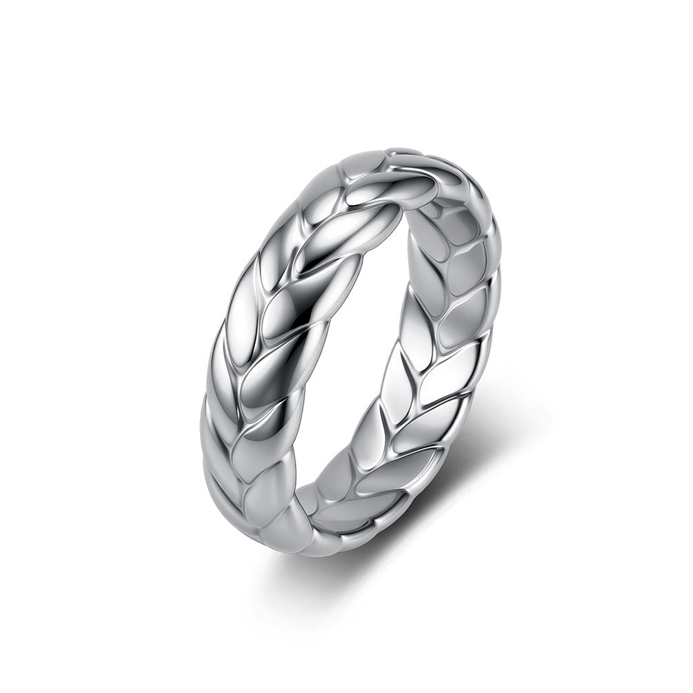 Wheat Ears Ring Unisex Stainless Steel Plated 18k Gold Couple