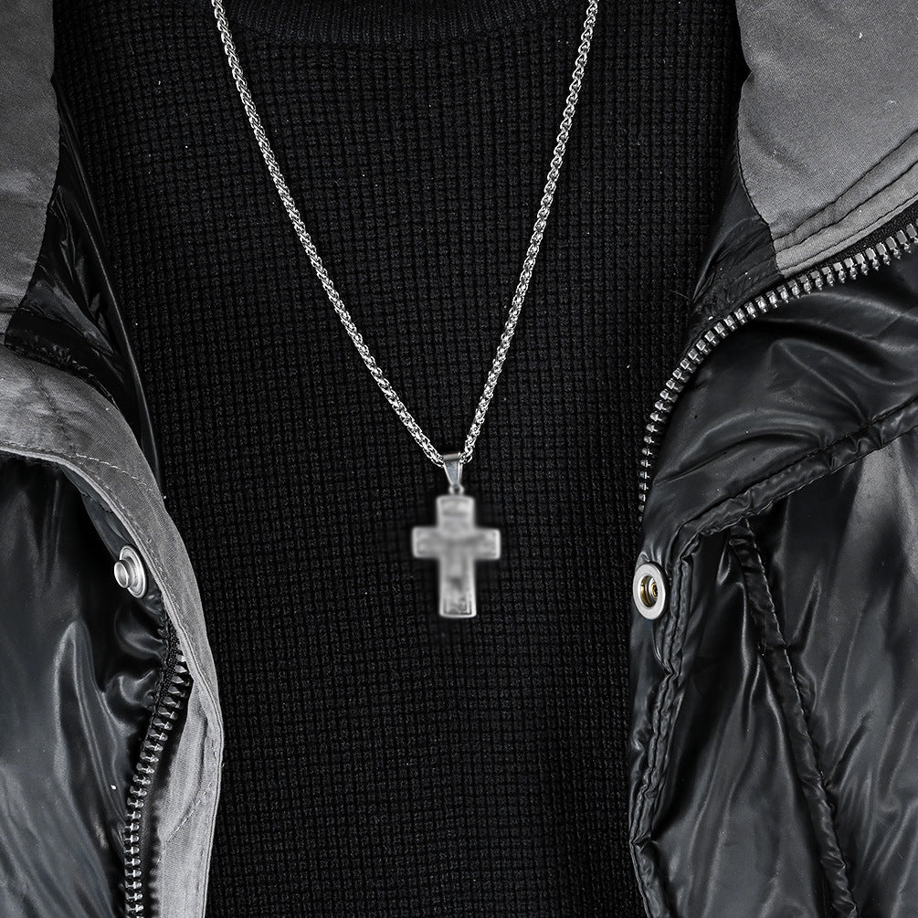 Planderful Punk Cross Necklace Stainless Steel Pendant For Edgy Vintage Style Lovers