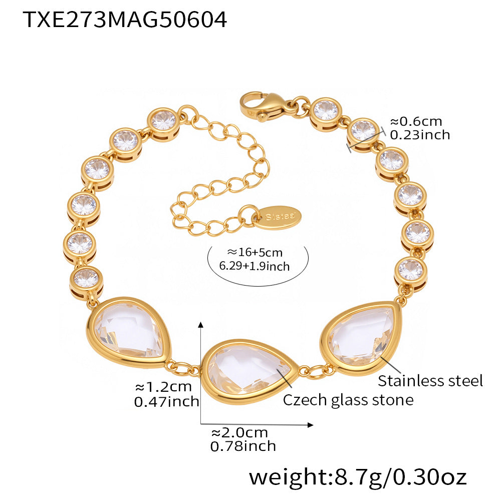 Planderful Czech Glass Drop Bracelet Women Light Luxury