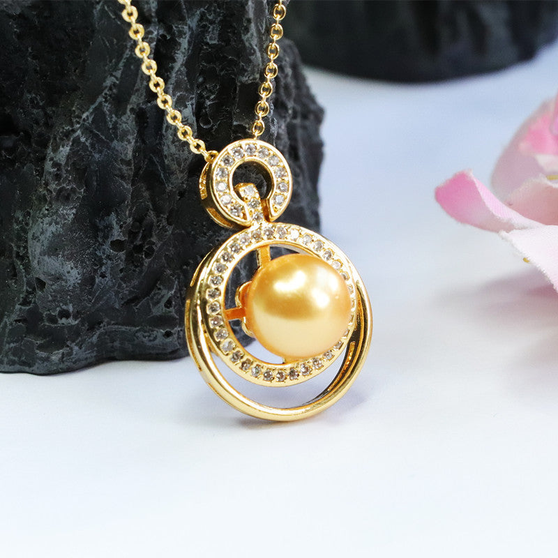Champagne Shell Pearl Openwork Pendant — No Chain