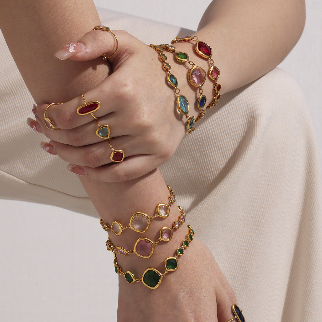 Planderful Stainless Czech Glass Stone Bracelet For Women