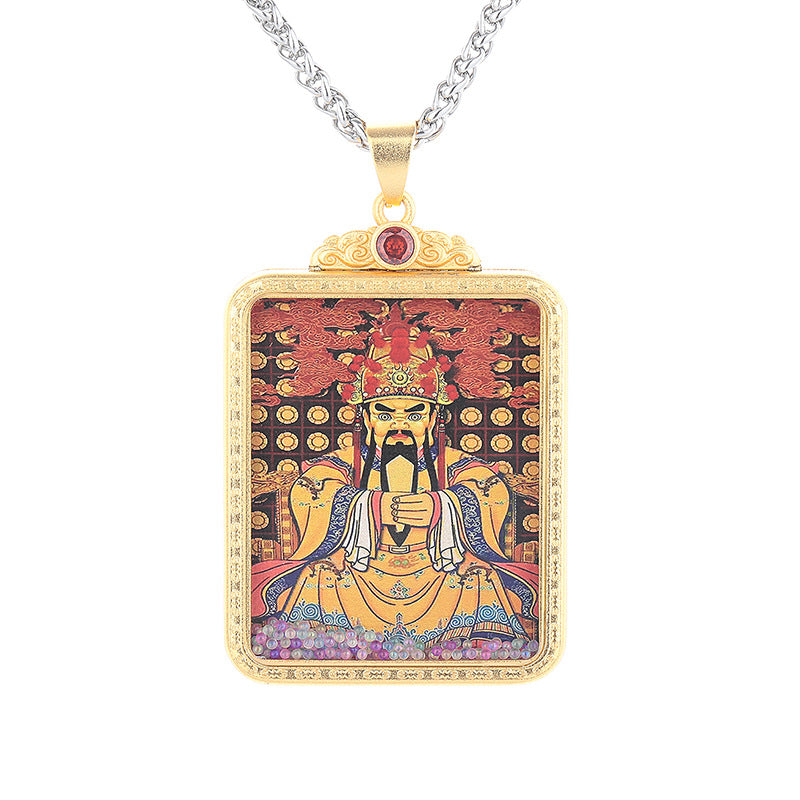 Steel Necklace – Elegant Chinese Style Dragon Thangka Pendant Necklace For Everyday Wear