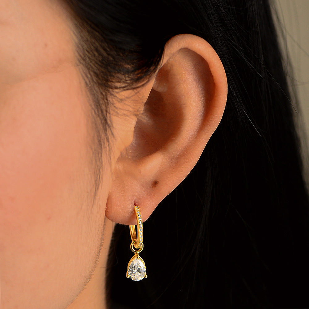 Planderful S925 Sterling Silver Water Drop Zircon Earrings For Women Elegant Everyday Luxury