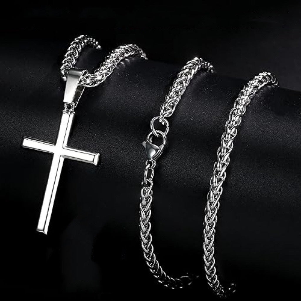 Planderful Everyday Genie Cross Pendant Necklace For Men Stainless Steel Hip Hop Style Jewelry