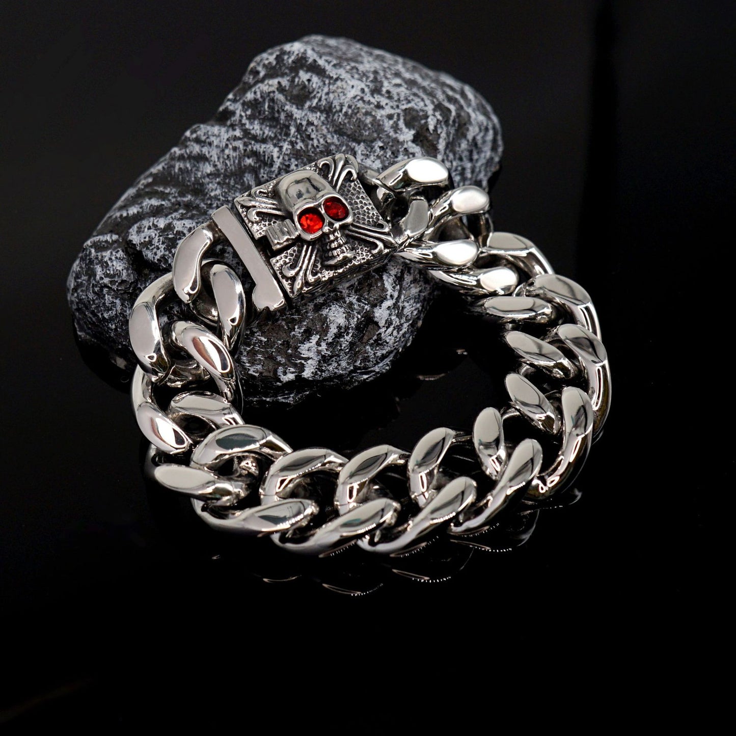 Planderful Personalized Titanium Cuban Chain Bracelet Men