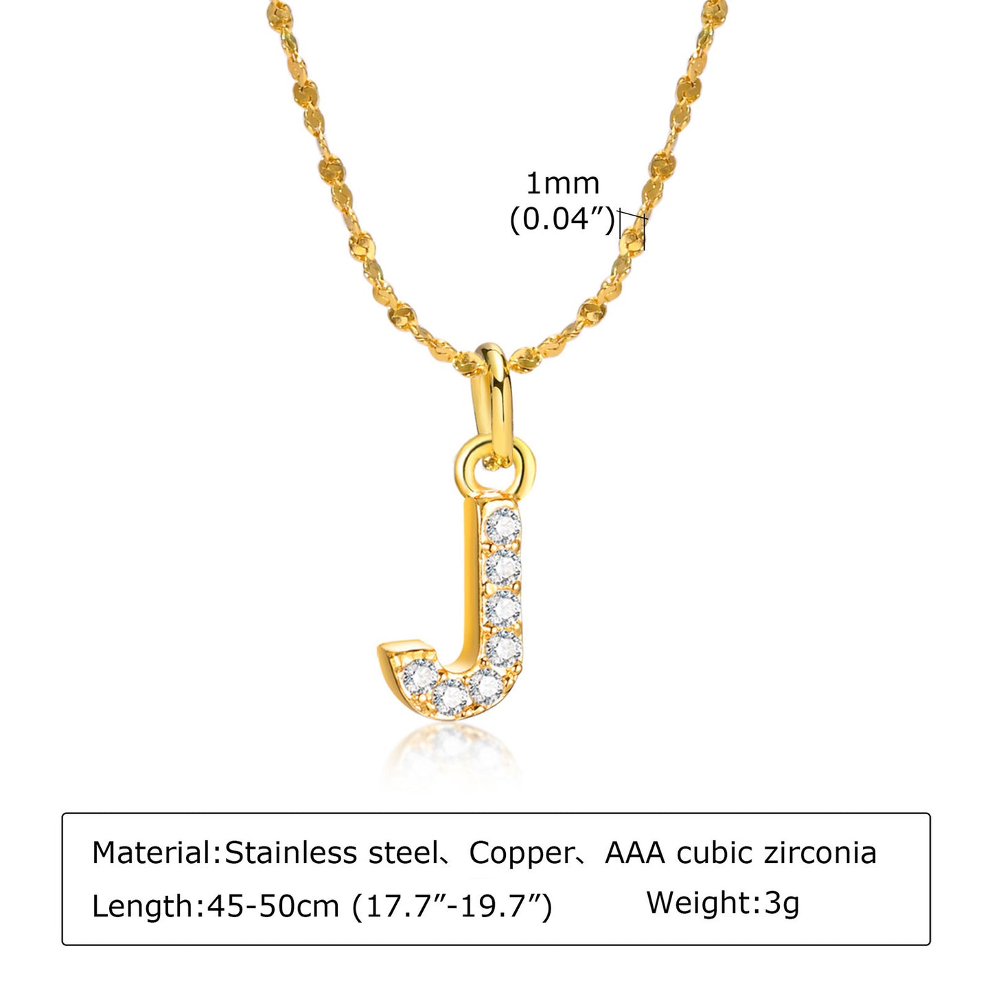 26 English Letter Stainless Steel Necklace Zircon Jewelry