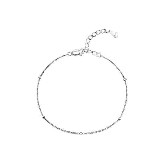 925 Sterling Silver Fine Plain Chain Bracelet