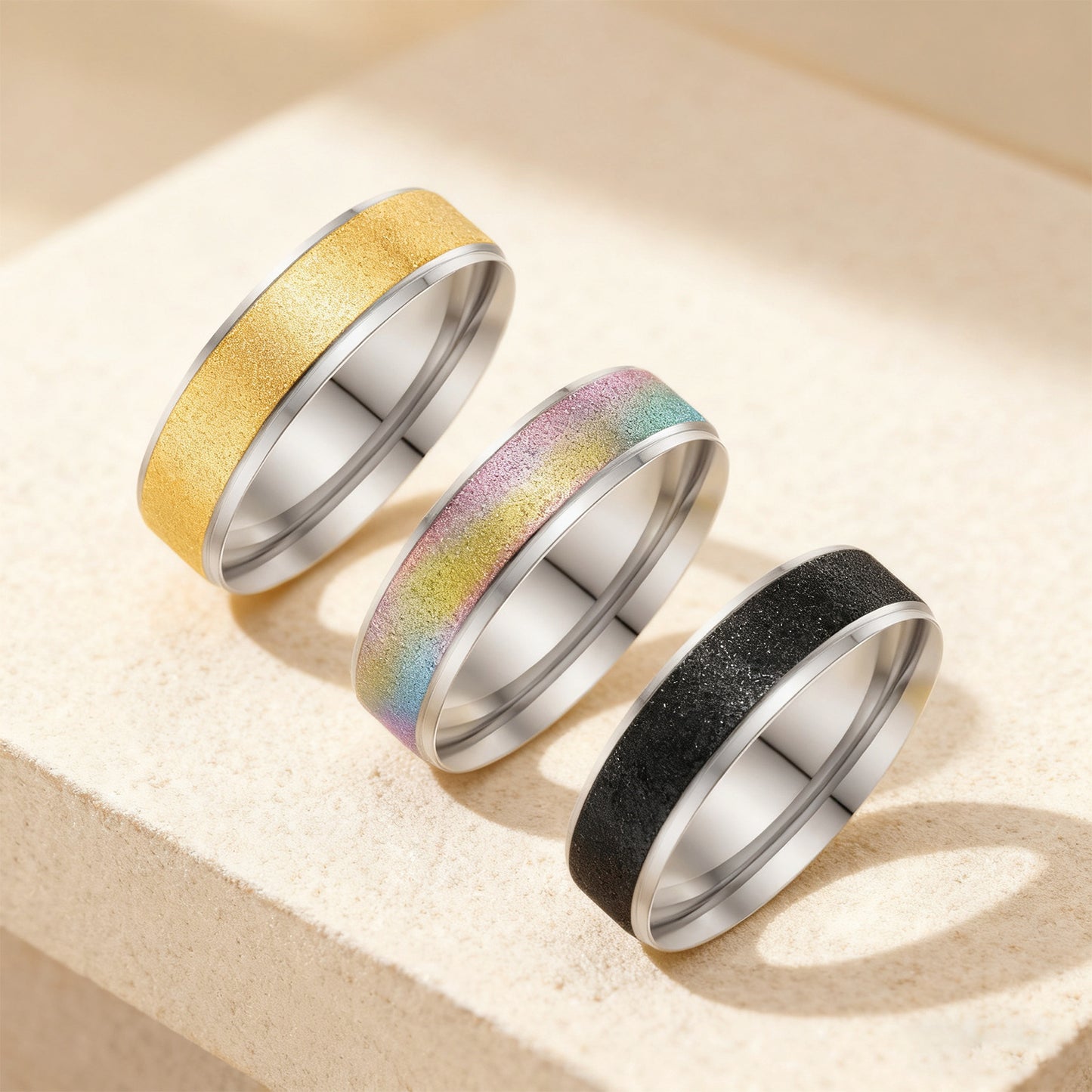 Planderful Two Tone Stainless Steel Ring 6mm Matte Finish For Women Everyday Genie Collection