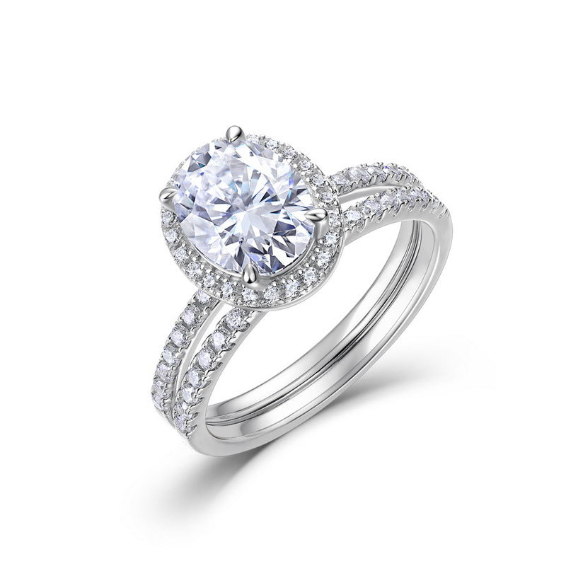 Planderful Classic Moissanite Sterling Silver Ring – 7 × 9 mm, 1.86 ct
