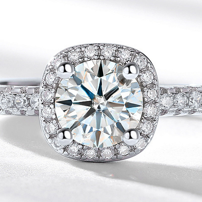 Planderful Classic Moissanite Sterling Silver Ring – 6.5 × 6.5 mm, 1 ct – Style 14