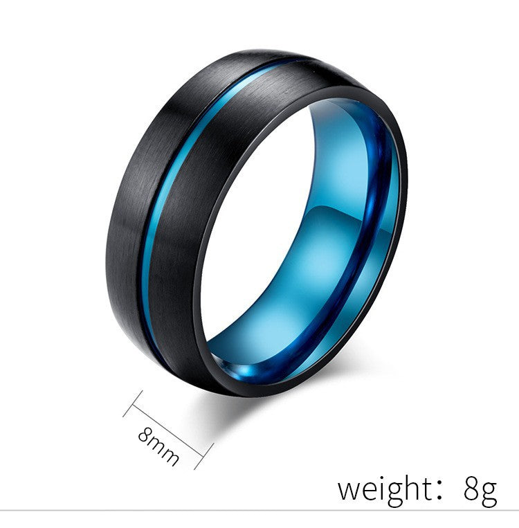Planderful Everyday Genie Titanium Steel Ring For Men Black Blue Niche Design High End Hand Jewelry