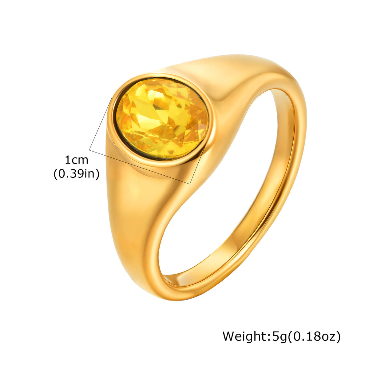 Stainless Steel Gold-Plated Oval Zircon Ring – Classic Daily Women's Titanium Steel