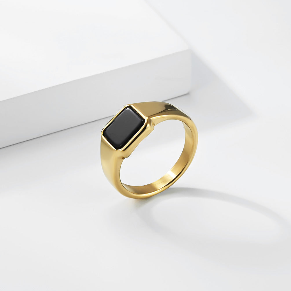 Geometric Square Titanium Steel Ring By Planderful Everyday Genie For Unisex Street Style Protection