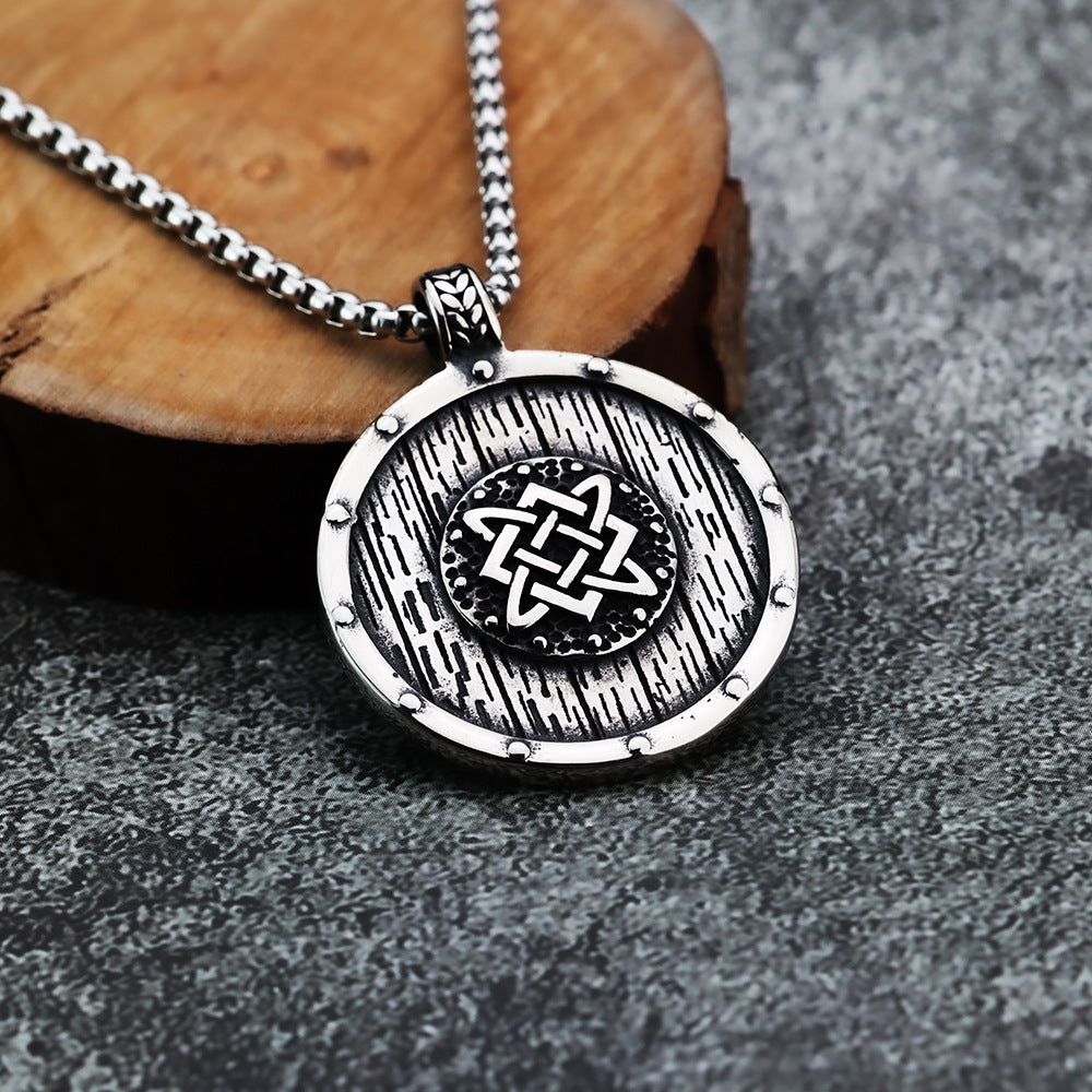 Nordic Viking Pendant Personality Shield Rune Necklace for Men