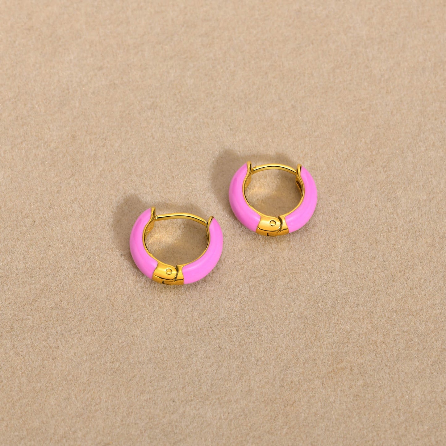 Ladies Fashion Stainless Steel Candy Color Earrings Gold Set