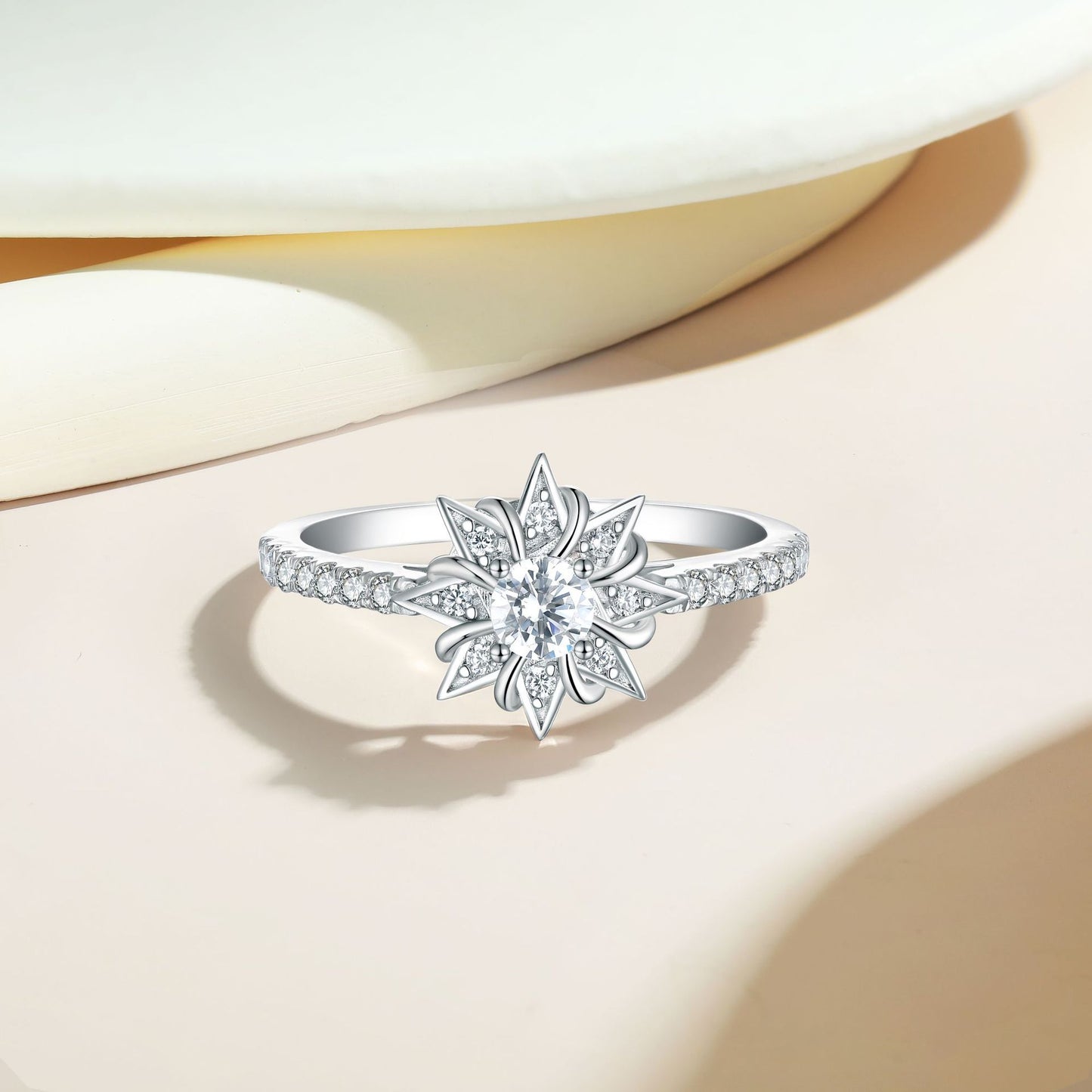 Cross-Border Popular Hot Sale S925 Sterling Silver Sun Flower Ring Women’s Ins Wind Zircon Design