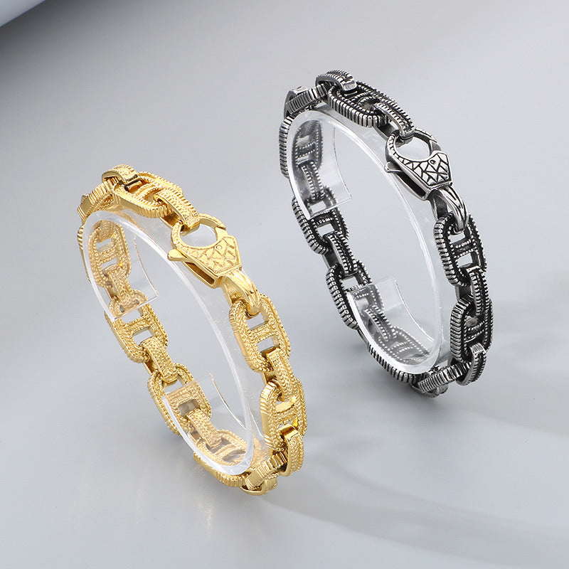 Planderful 12mm Chain Stainless Mens Punk Bracelet Bold