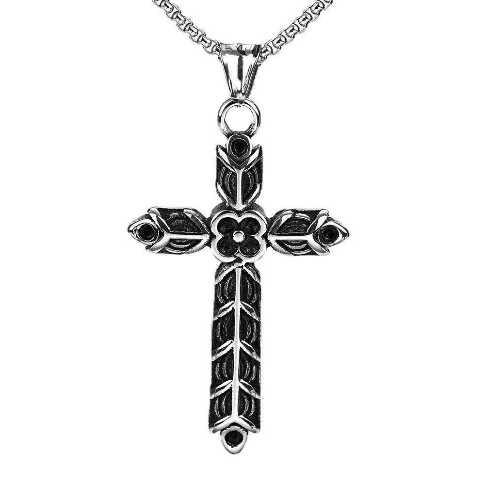 Cross Religious Stainless Steel Men's Pendant Necklace