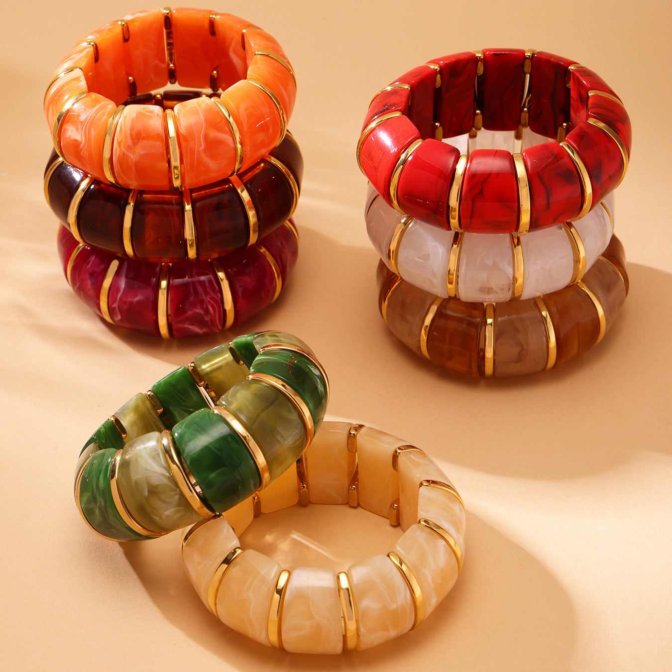 Planderful Candy Color Resin Elastic Rope Bracelet For Women