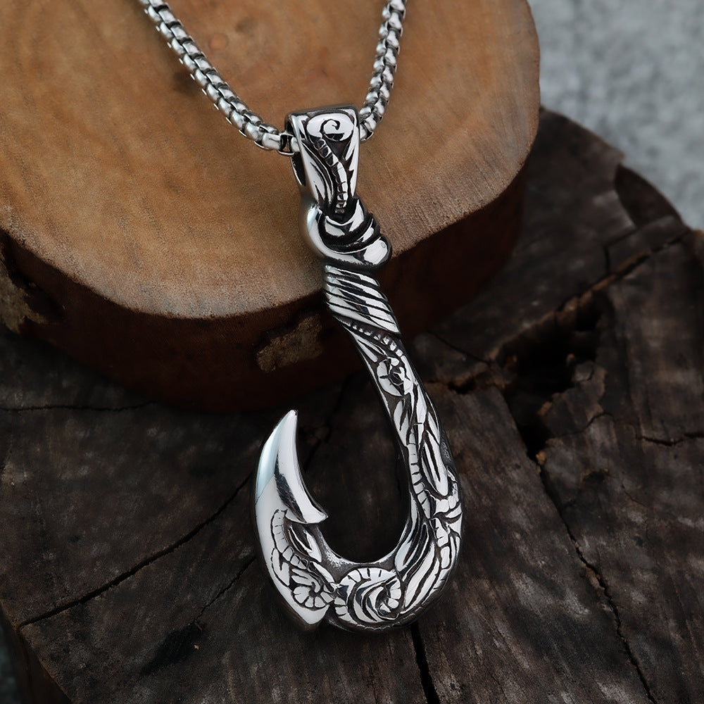European and American Fashion Men's Retro Fish Hook Pendant