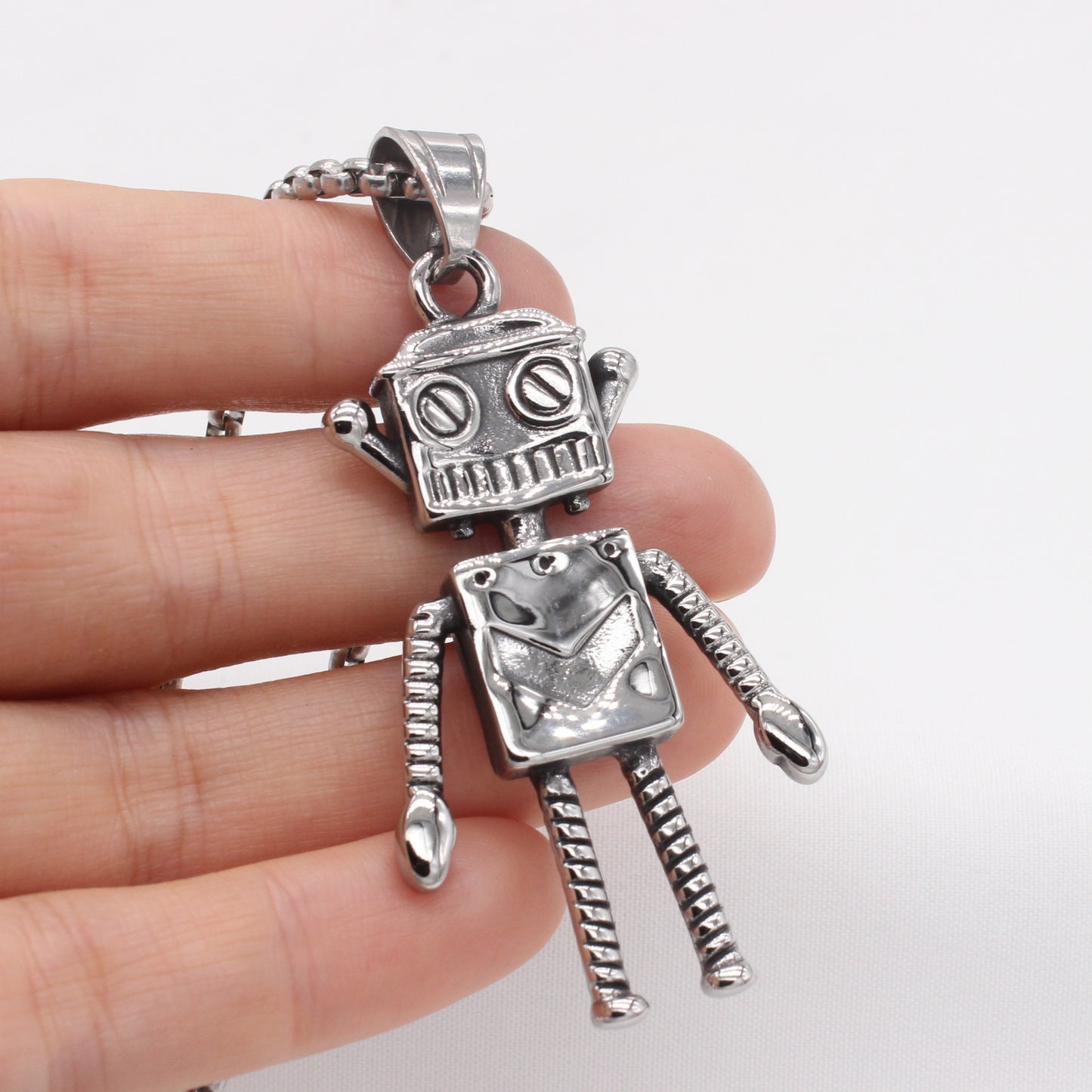 Titanium Steel Pendant Retro Robot Design For Men And Unisex Planderful Everyday Genie