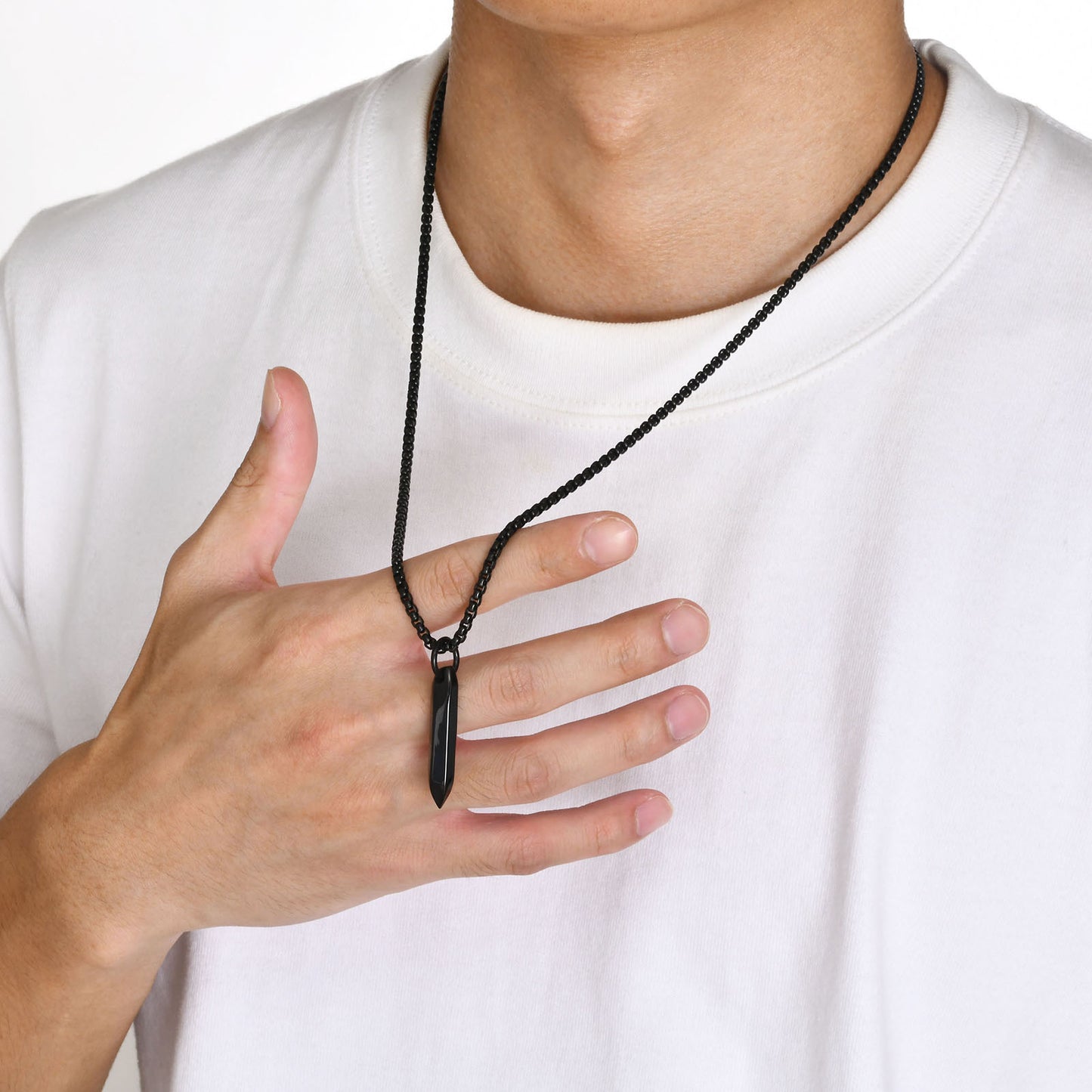 Stainless Steel Pointed 6-Sided Nail Pendant Men's Necklace