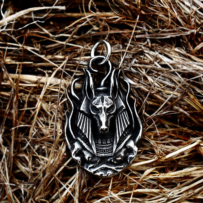 Retro Egyptian Anubis Titanium Steel Pendant for Men - European and American Jackal Jewelry