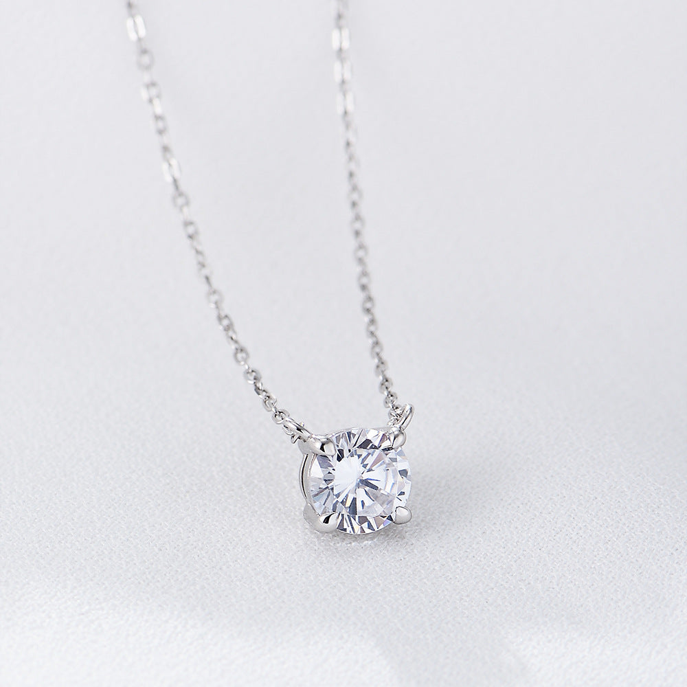 2022 Round Zircon Pendant Sterling Silver Necklace Design Sense