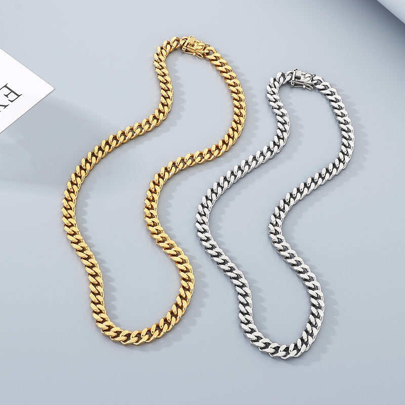 Planderful Titanium Dragon Beard Cuban Chain Necklace Men