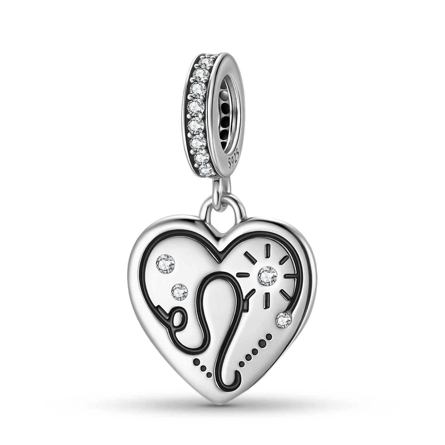 Planderful Jewelry Sterling Silver Heart Shape Zodiac Pendant With Zircon Necklace