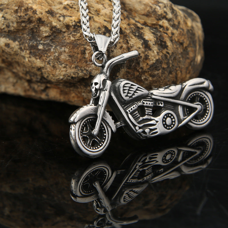 Stylish Motorcycle Pendant Stainless Steel Necklace Jewelry for Men