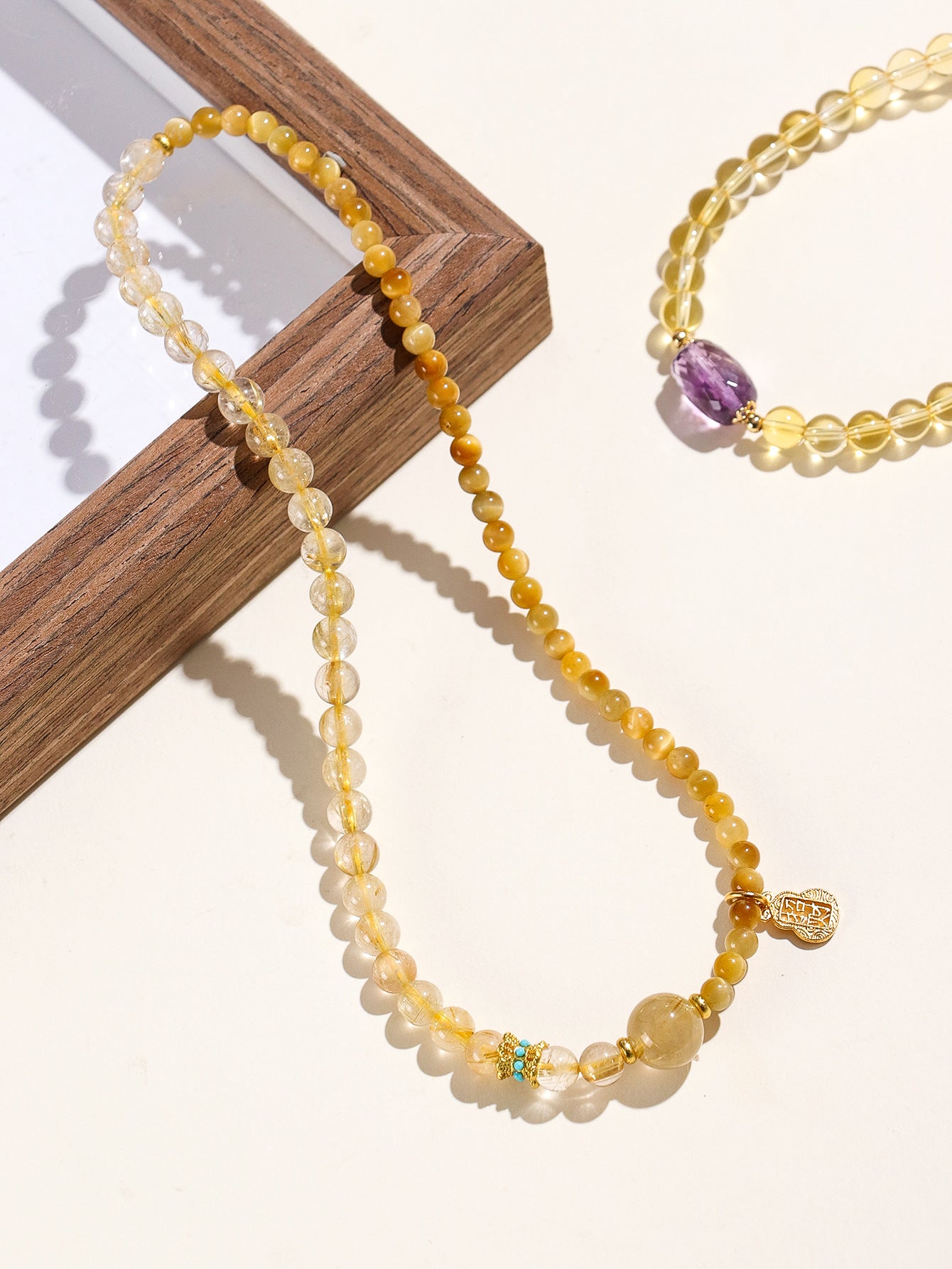 Planderful Fortune's Favor Bracelet – Elegant Double Circle Design with Golden Tiger Eye and Amethyst