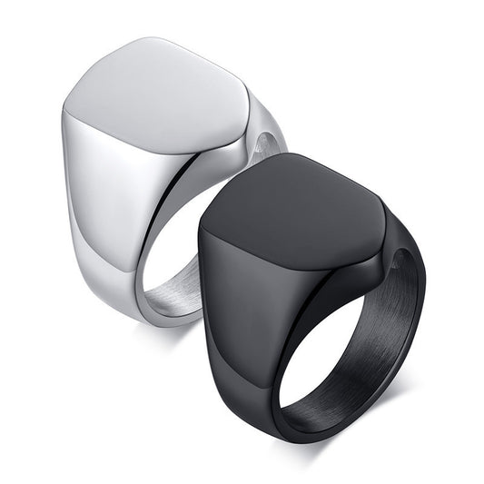 New Arrivals Trendy Men's Pentagonal Shield Ring Black Glossy