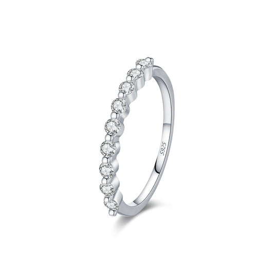 S925 Sterling Silver Moissanite Row Band