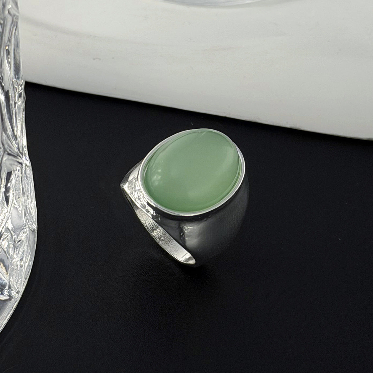 Planderful Vienna Verve Bold Geometric Resin Stone Square Ring for Women Large Wide Surface Statement Jewelry