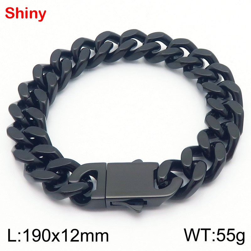 Titanium Steel Cuban Chain Men's Bracelet Polished Four-Sided Grinding Hand Available