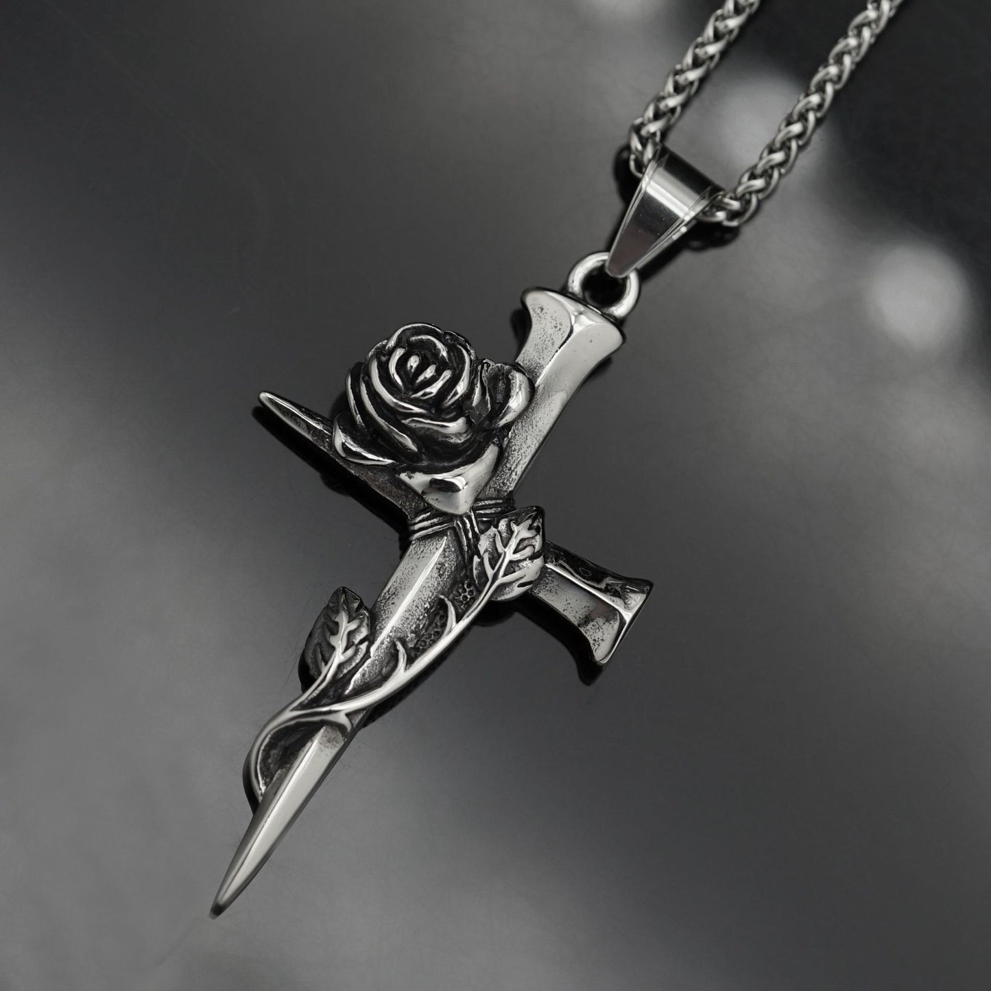 Steel Necklace – Vintage Cross Pendant