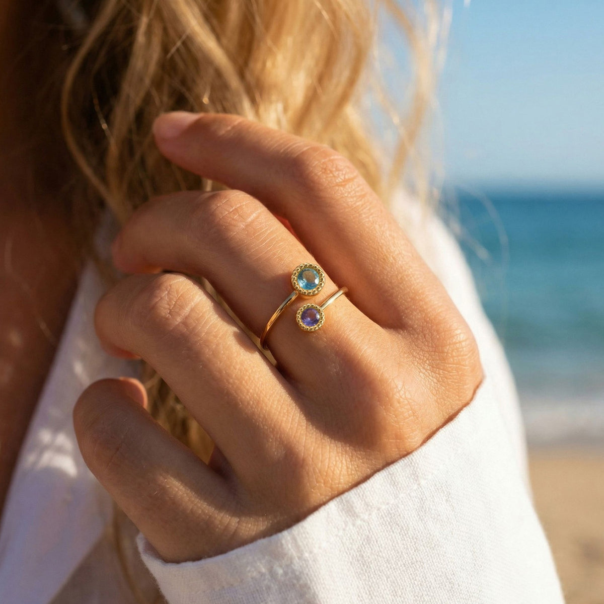 Charm – Stainless Steel Lace Round Zircon Opening Ring