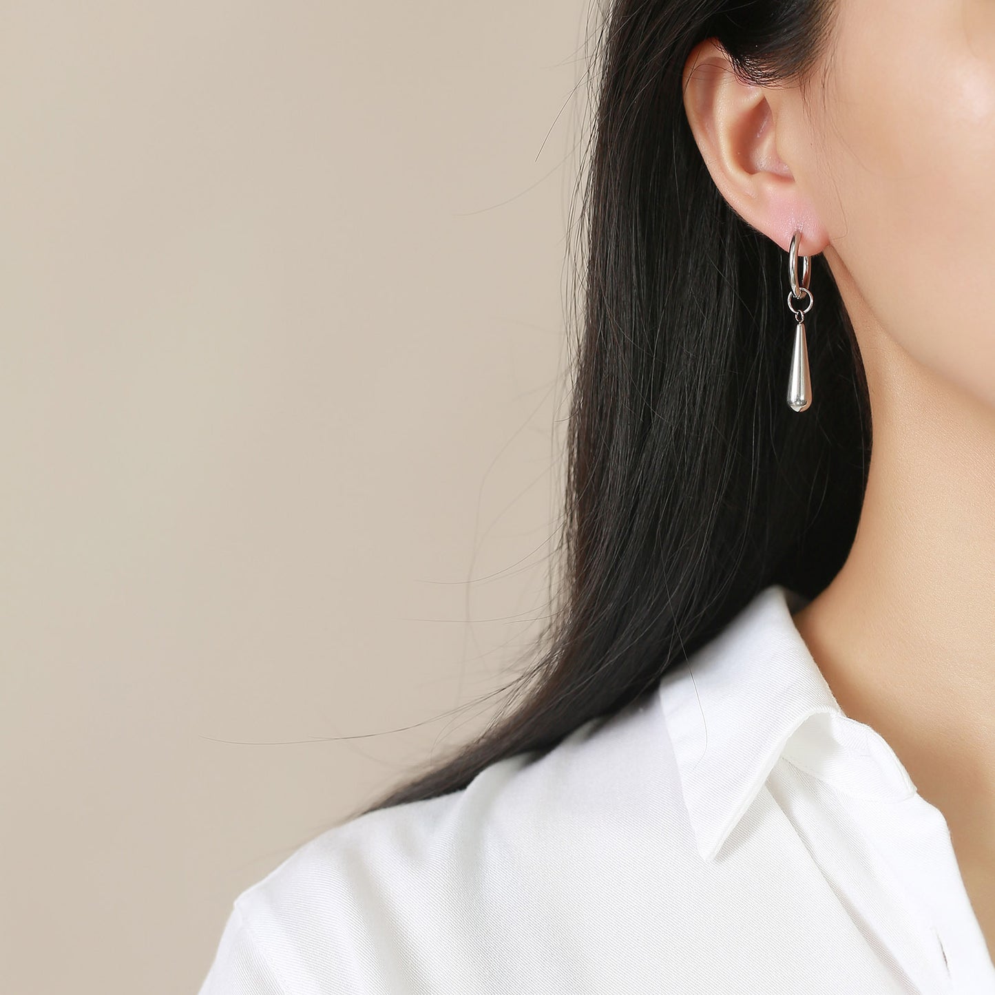 Titanium Steel Earrings Gold Water Drop Women Fashion Accessories