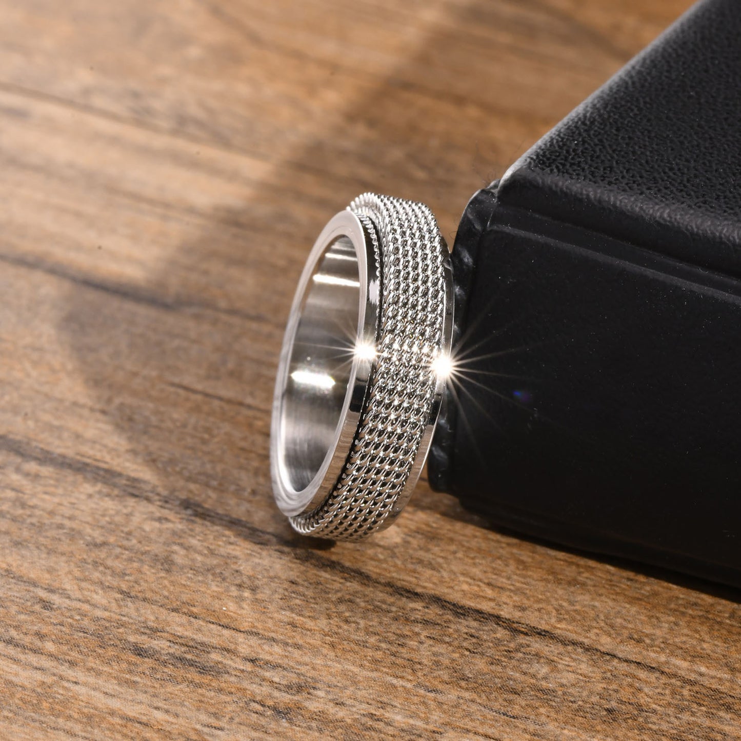 Men's Titanium Steel Ring Stainless Steel Mesh Rotary Ring