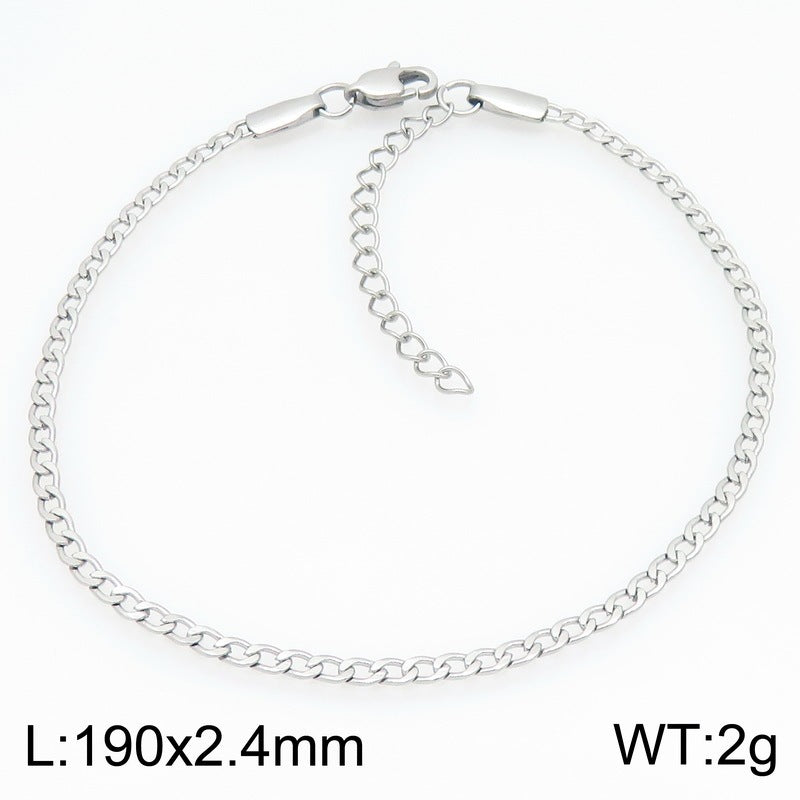 Minimalist Figaro Chain Stainless Steel Bracelet – Unisex Nk Chain Adjustable Handmade
